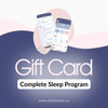 Two smartphones displaying an app 'Gift Card Complete Sleep Program' text 